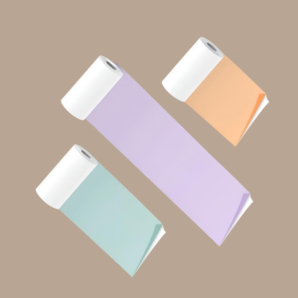 PoooliPaper Colored Paper 3 Rolls (Sticky or Regular) - Version 2